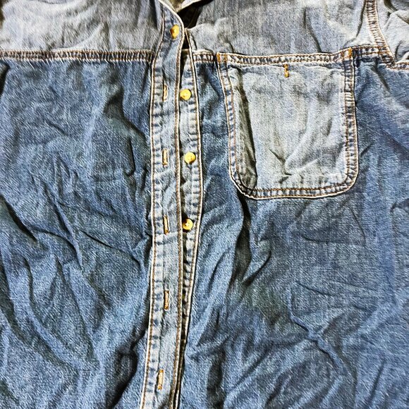 Women's TopShop Blue Jean button up long sleeve top US size 6 pre owned - Picture 3 of 4